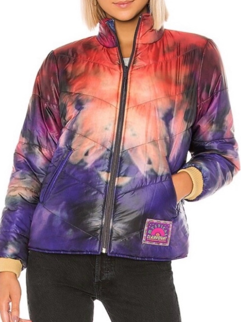 MOTHER The Two Faced Reversible Puffer Jacket Coat Tie Dye Joshua Trees SMALL D
